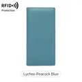 Damen Geldbörse in Pfauenblau mit RFID-Schutz und hochwertiger Lychee-Lederstruktur - Lychee Pfauenblau