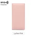 Schlanke rosa RFID-Geldbörse mit Lychee-Lederstruktur und sicherem Schutz für Kreditkarten - Litschi Textur Rosa