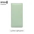 Slim RFID protection long wallet in light green lychee pattern for women - Lychee Light Green