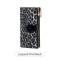 Long double-zippered wallet for women featuring a stylish black and grey leopard print - Leopard Black