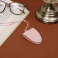 Pink PU leather glasses organizer bag with stitching and matching neck lanyard cord - Pink