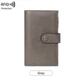 Γκρι vintage γυναικείο πορτοφόλι με προστασία RFID και πολυλειτουργικό σχέδιο τριών αναδιπλώσεων - Γκρι