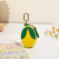 Mini porte-monnaie citron mignon avec feuille verte et mousqueton en métal doré - Maïs