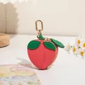Porte-monnaie pêche rose mignon avec feuilles vertes et crochet doré pour sacs - Pêche
