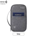 Custodia per passaporto grigia con protezione RFID e portafoglio da viaggio multitasca - Grigio
