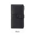 Classic black RFID blocking long wallet for women with pebbled leather and snap closure - Black