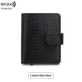 Portefeuille noir en fibre de carbone anti-RFID avec mécanisme pop-up et loquet de sécurité - Noir Fibre de Carbone
