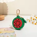 Mini porte-monnaie pastèque en similicuir vert avec crochet porte-clés doré - Pastèque