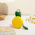 Porte-monnaie mignon en cuir PU jaune en forme d'ananas avec fermeture éclair feuille - Ananas