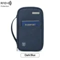 Portafoglio da viaggio blu scuro con protezione RFID in tessuto e logo in metallo - Blu scuro