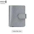 Porte-cartes RFID argenté avec texture en fibre de carbone et fermeture à boucle robuste - Fibre de Carbone Argent