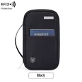 Portafoglio da viaggio RFID nero con logo in metallo e cinturino da polso pratico - Nero