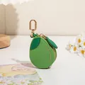 Mini porte-monnaie en cuir PU vert en forme de poire avec porte-clés doré et fermeture - Poire Verte
