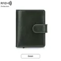 Porte-cartes RFID en aluminium vert avec cuir huilé poli et éjecteur automatique de cartes - Vert