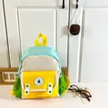 Colorful multi-compartment kids backpack with contrast stitching and badge - Yellow Small