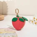Petit porte-monnaie en cuir PU en forme de pêche avec crochet en métal doré et porte-clés - Pêche