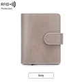 Porte-cartes gris avec protection RFID en cuir grainé et fermeture à pression - Gris