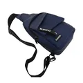 Waterproof navy nylon men's crossbody chest bag featuring adjustable strap and FASHION logo - Style 1 Blue