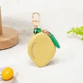 Porte-monnaie citron en similicuir jaune avec feuille verte et crochet doré - Citron