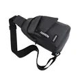 Dark grey waterproof nylon chest bag for men with fashion letter strap and adjustable belt - Style 1 Gray