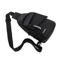 Black waterproof nylon sports chest bag with FASHION letter label and adjustable strap - Style 1 Black