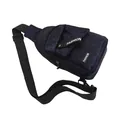 Men's crossbody chest bag with dark blue camouflage pattern and fashion label - Style 2 Blue Camouflage