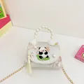 Sac bandoulière panda floral blanc avec poignée en perles et pompon style chinois - Panda Blanc