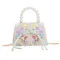 Light green embroidered bag with pearl handle and traditional Chinese bow detail - Green Double Knot