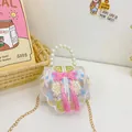 Sac brodé rose pour fille avec poignée en perles, détails de glands et chaîne dorée - Rose