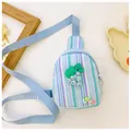 Striped tulip kids chest bag with blue grape decor and LOVE letter charms - Blue Grape