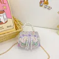 Lavender girls crossbody bag with floral embroidery and pearl handle detail - Purple Single Breasted
