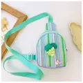 Kids colorful striped chest bag with 3D grape charm and adjustable green strap - Green Grapes