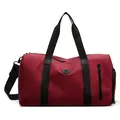 Burgundy large capacity travel bag with independent shoe compartment and adjustable strap - Burgundy