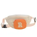 Kids off-white nylon fanny pack with orange zipper pocket and letter R embroidery - Orange