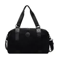 Black quilted tote bag with wave texture and adjustable strap for sports and travel - Black