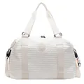 Creamy white large gym bag with wavy texture and adjustable strap in a minimalist style - Off-white