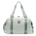 Light green textured sports travel bag with adjustable strap and ZSSJ logo patch - Green