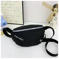 Slim black sporty crossbody bag for kids with adjustable strap and brand logo print - Black