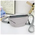 Slim light grey sports fanny pack with black letter logo and adjustable nylon strap - Gray