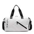 Bolso de viaje blanco con correas negras y logo KAYINAI para deporte y fitness - Blanco Roto