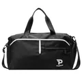 Bolso deportivo negro tipo bandolera con ribete blanco y correa ajustable - Negro