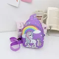 Purple mini unicorn chest bag for girls with adjustable strap and rainbow pattern - Purple