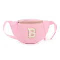 Pink kids fanny pack with sequin letter B patch and adjustable strap for sports - Letter B