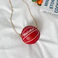 Rode crossbodytas voor kinderen in basketbalvorm van getextureerd leer met goud - Rood