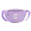 Kids purple waist bag with chenille letter C patch and adjustable nylon strap - Style C