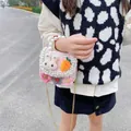 Pink woven kids crossbody bag with 3D bunny, flower charms and pearl handle - Carrot Pink