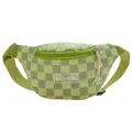 Kids green checkerboard crossbody chest bag with adjustable strap and fashion patch - Green