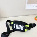 Kid's waist bag in black and fluorescent yellow with 1986 print and adjustable strap - Fluorescent Green