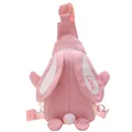 Cute pink cartoon bunny crossbody bag for kids with long ears and plush tail detail - Pink