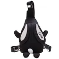 Cute black rabbit shoulder bag for children with long ears and Love embroidery - Black